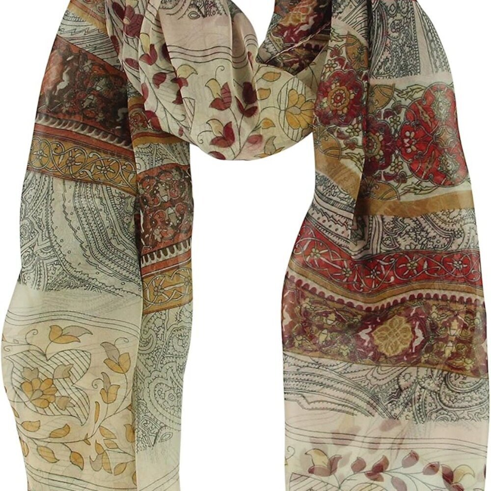 Long Chiffon Sheer Scarf Gradient Shaded Colors Lightweight Scarf For Womens